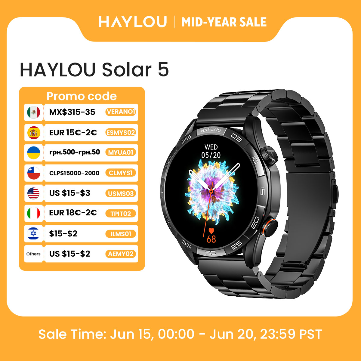 Smartwatch Health Watches For Men - HAYLOU Solar 5 Voice Calling Smartwatch