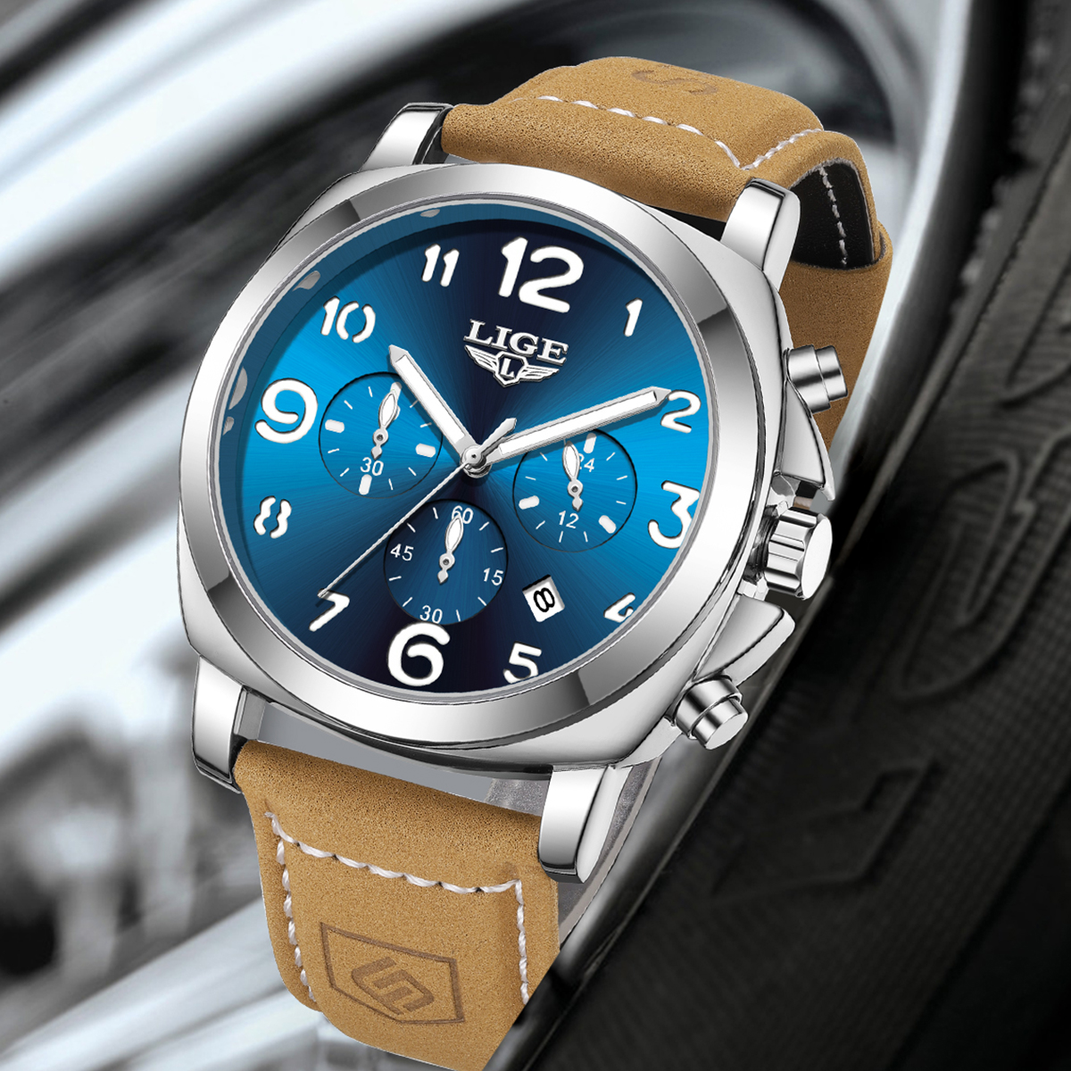 Leather Watch Strap - LIGE Casual Outdoor Quartz Man Watch