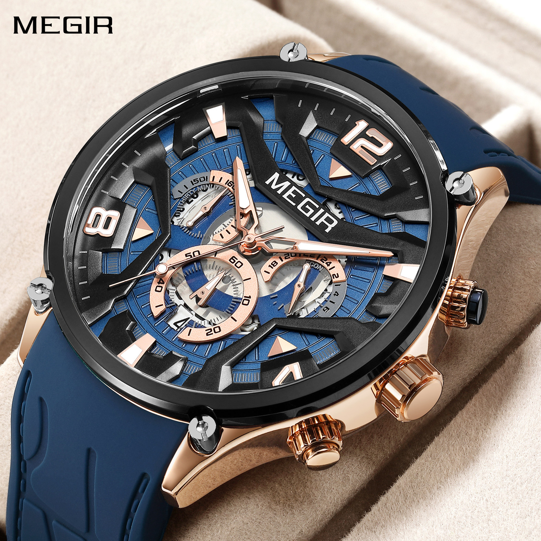 Smartwatch Army Watches For Men - MEGIR Men's Sports Chronograph Wrist Watch
