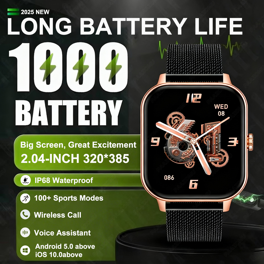 Smartwatch Health Watches For Men - 1000mAh Ultra Battery Sports Smartwatch Bluetooth