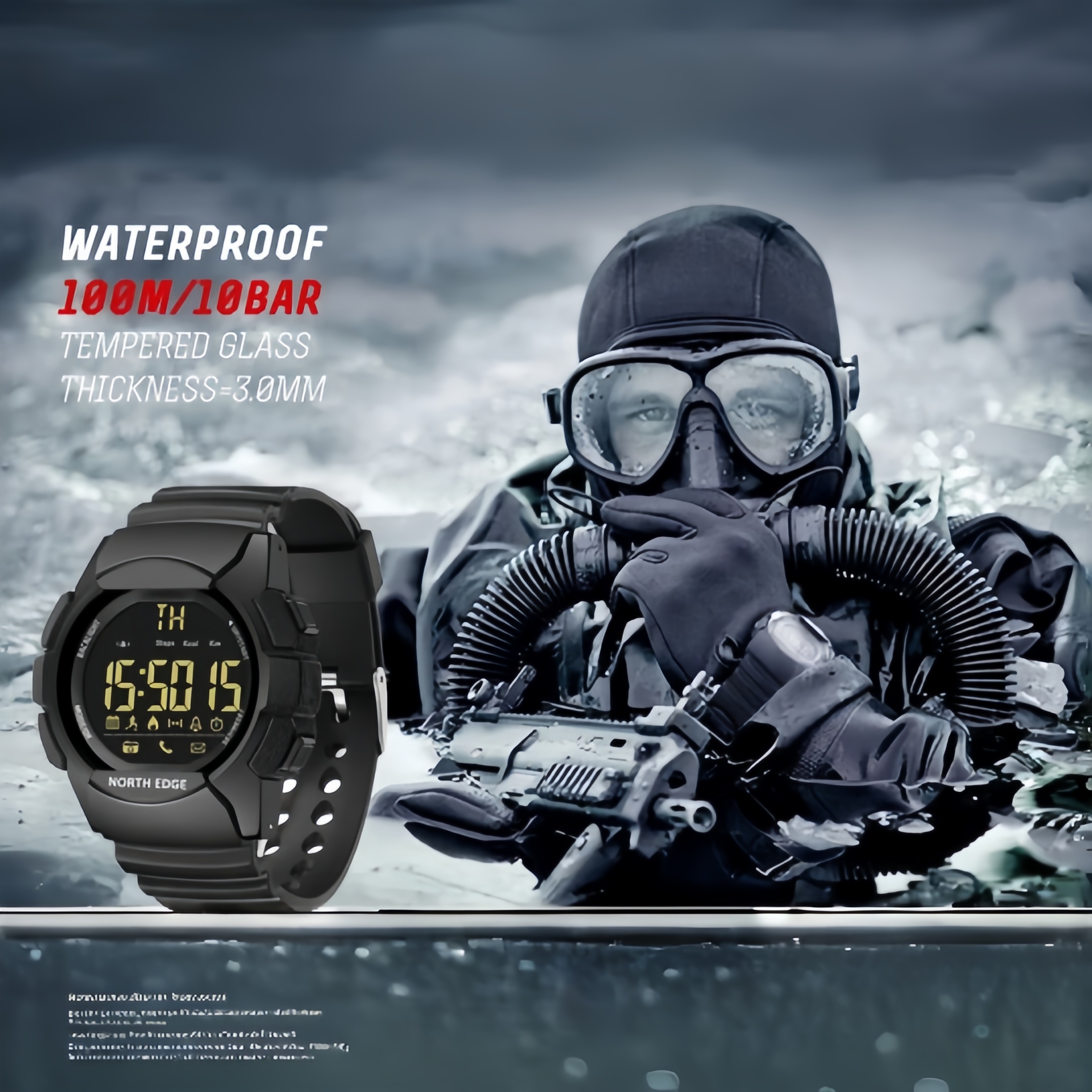 Smartwatch Army Watches For Men - Men's Watch Military Water Resistant 100M
