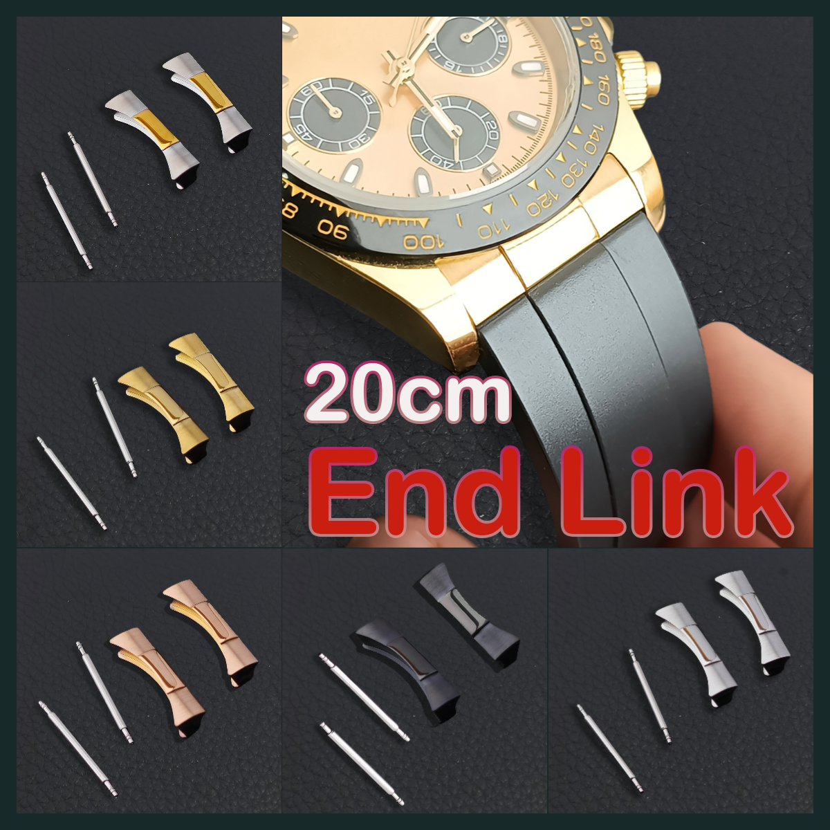 Leather Watch Strap - 20mm Curved End Link Endlink For