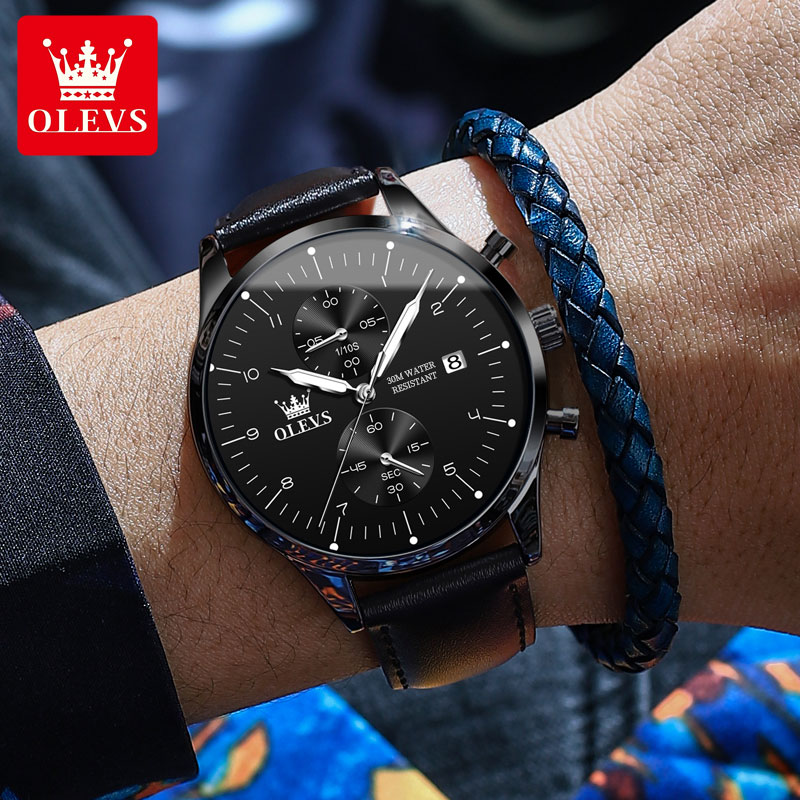 OLEVS casual fashion men's wat - Leather Watch Strap incelemesi ve fiyatı