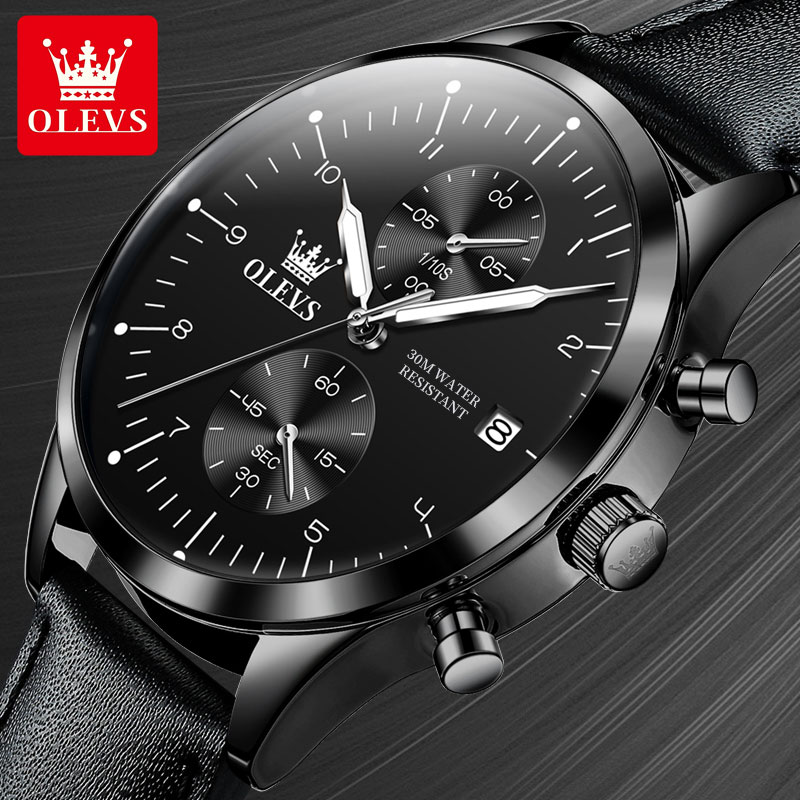 OLEVS casual fashion men's wat - Leather Watch Strap incelemesi ve fiyatı