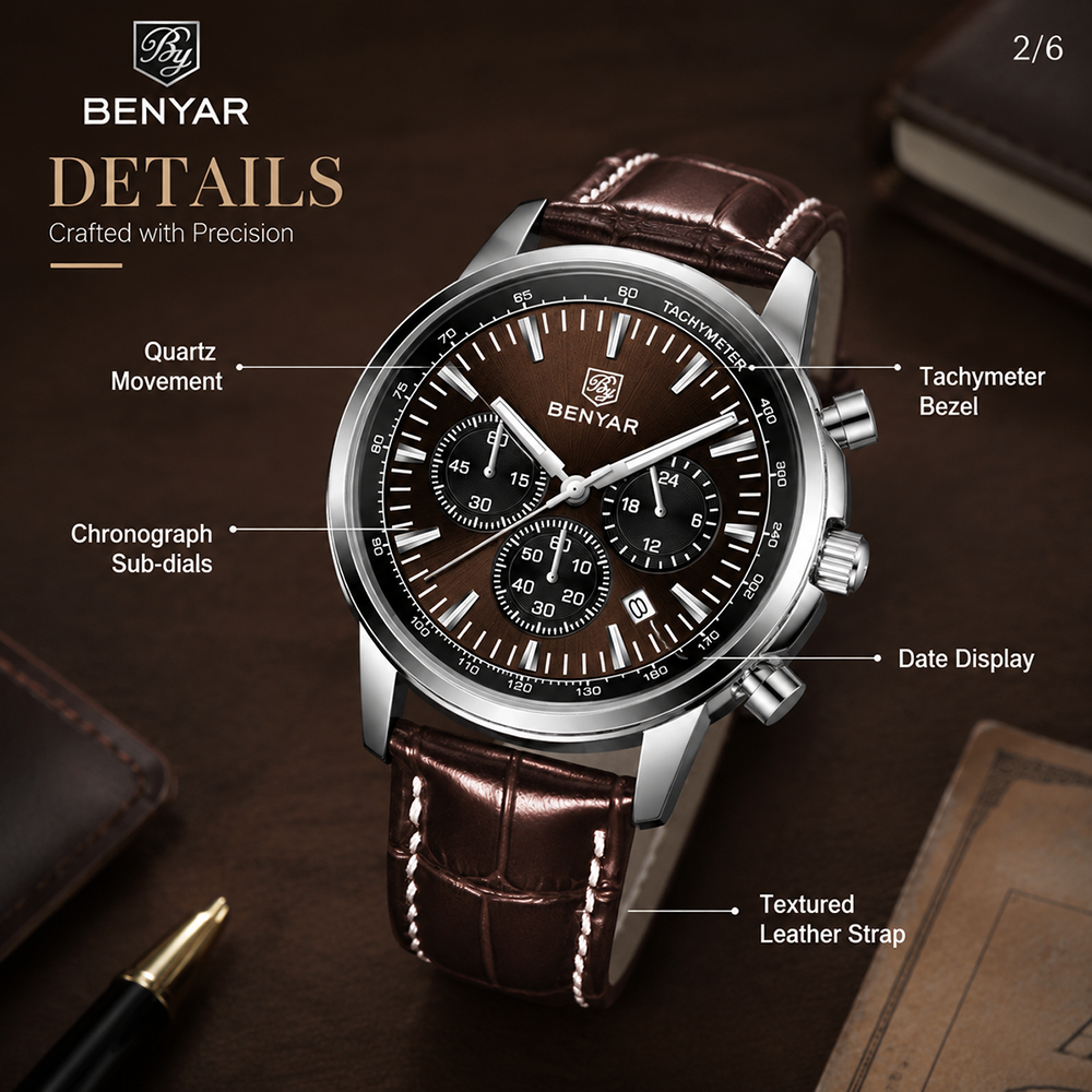 BENYAR Top brand multifunction - Leather Watch Strap incelemesi ve fiyatı