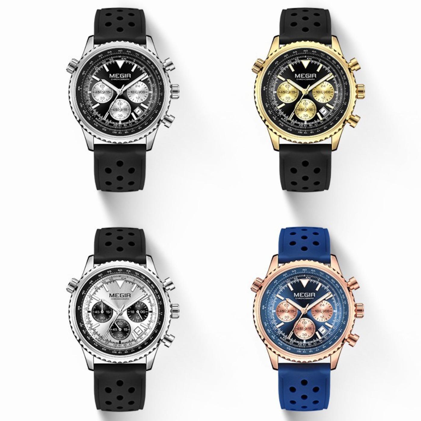 MEGIR Silver Black Quartz Watc - Leather Watch Strap incelemesi ve fiyatı