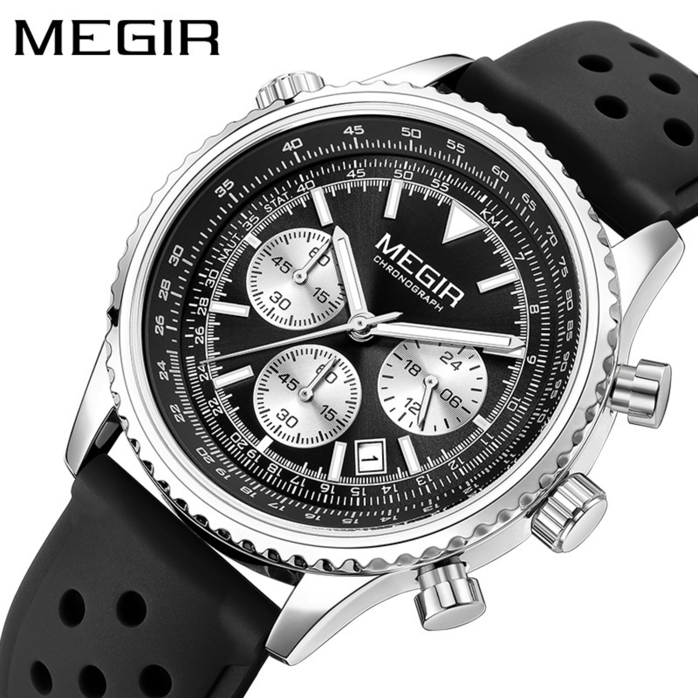 MEGIR Silver Black Quartz Watc - Leather Watch Strap incelemesi ve fiyatı