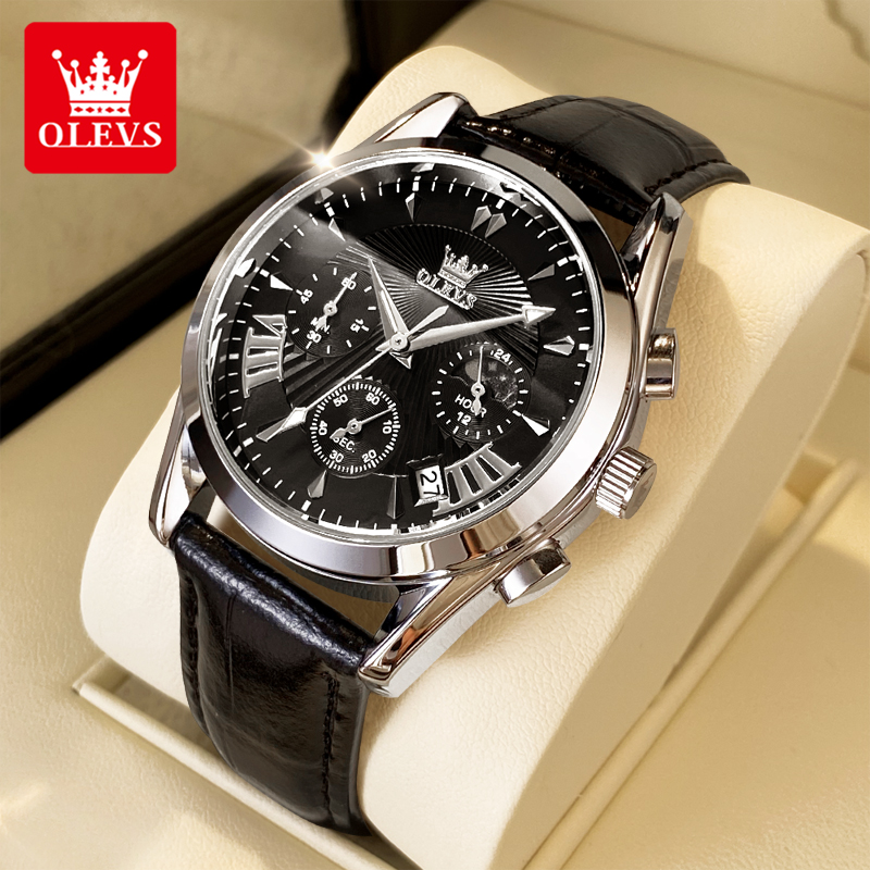 OLEVS casual fashion men's wat - Leather Watch Strap incelemesi ve fiyatı