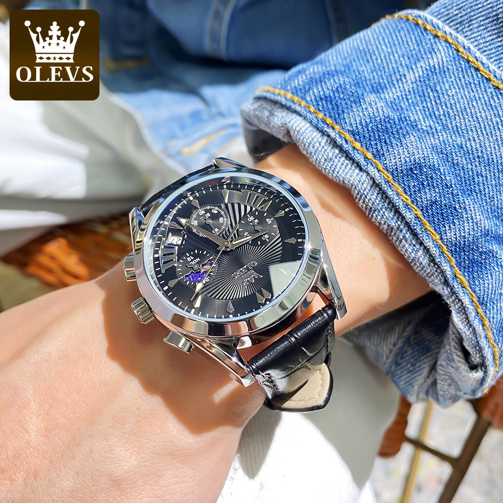 OLEVS casual fashion men's wat - Leather Watch Strap incelemesi ve fiyatı