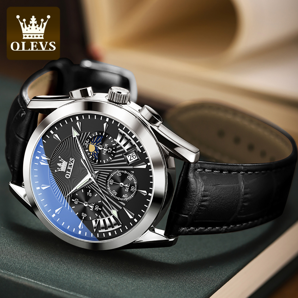 OLEVS casual fashion men's wat - Leather Watch Strap incelemesi ve fiyatı