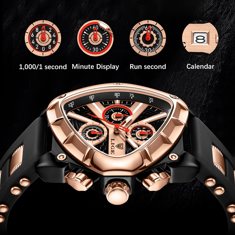 LIGE Fashion Men Watch Triangl - Smartwatch Army Watches For Men incelemesi ve fiyatı