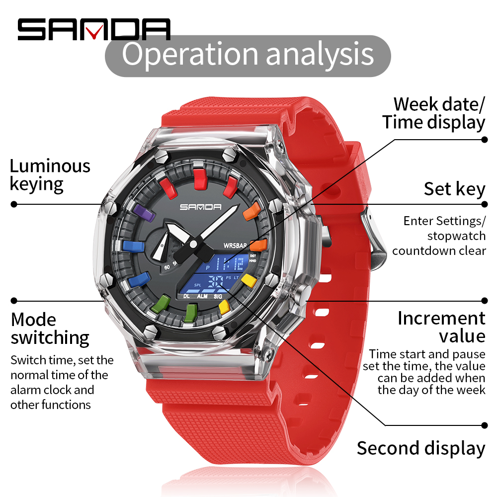 SANDA 3341Digital LED Watch Me - Smartwatch Army Watches For Men incelemesi ve fiyatı