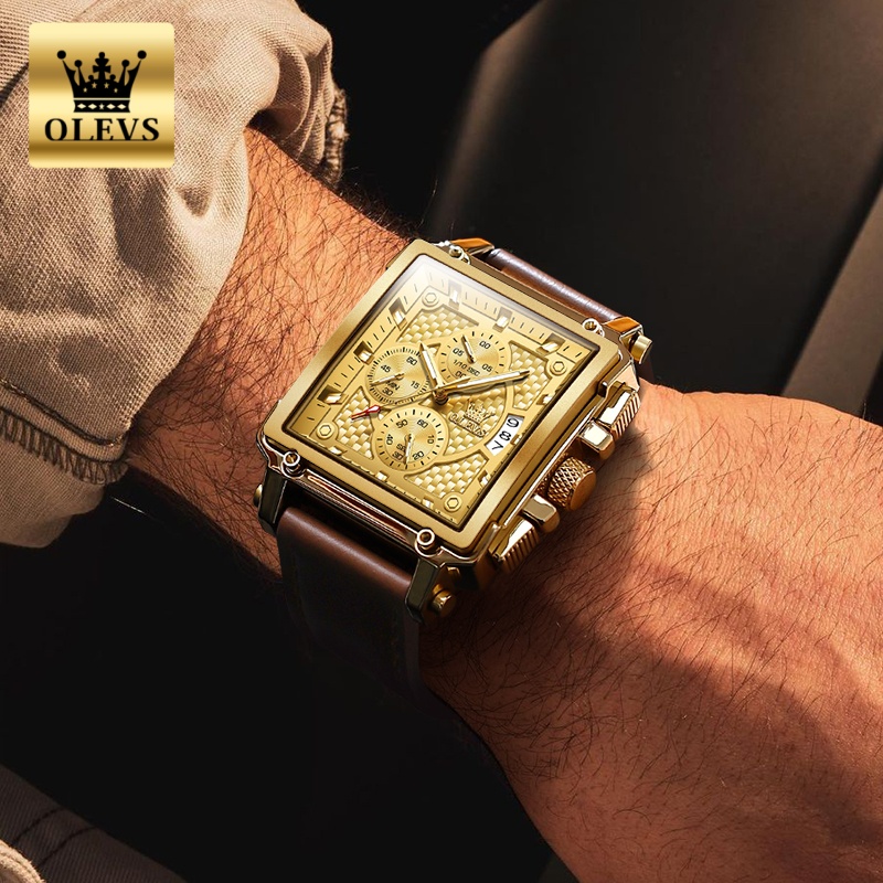 OLEVS brand mens watches water - Leather Watch Strap incelemesi ve fiyatı
