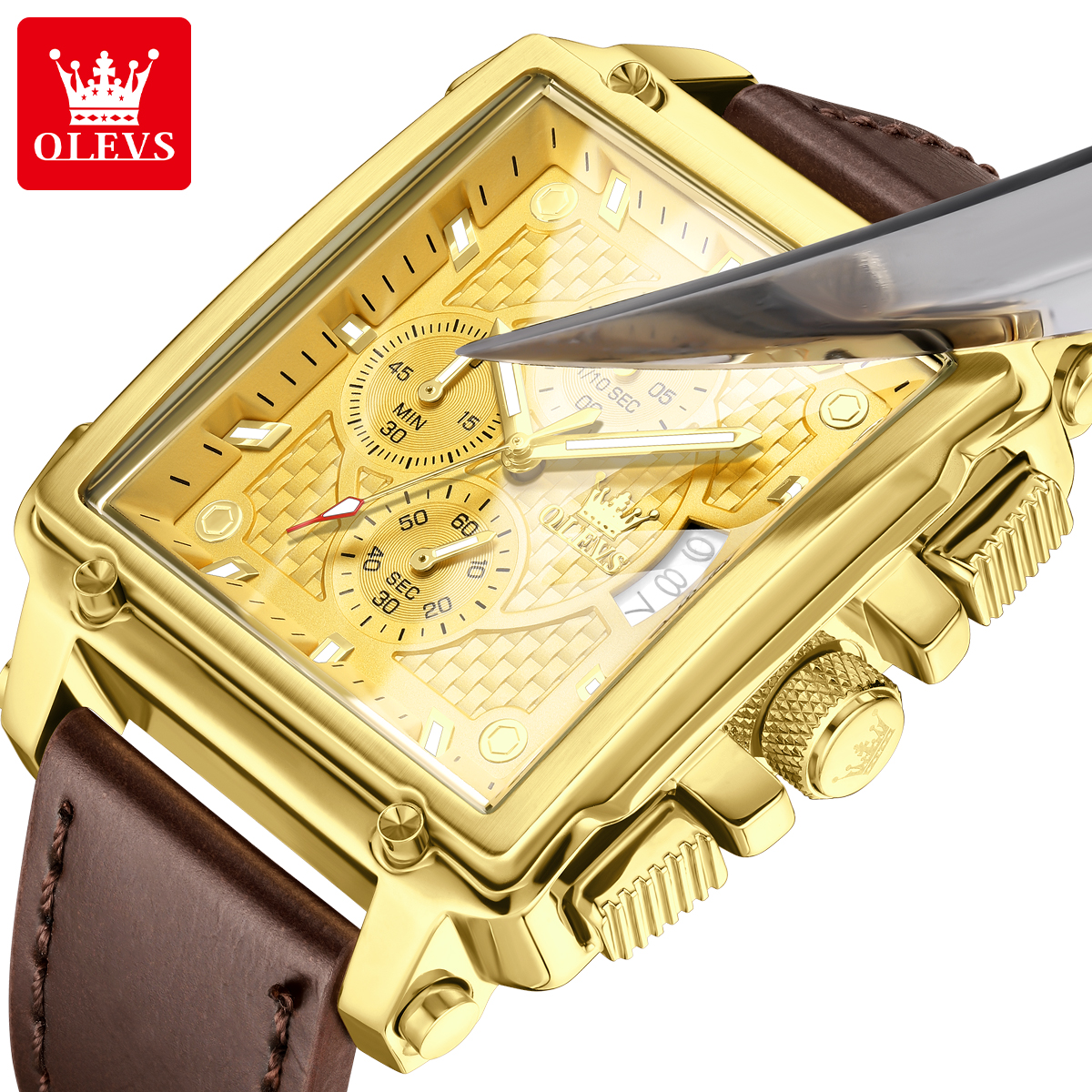OLEVS brand mens watches water - Leather Watch Strap incelemesi ve fiyatı